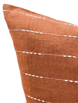 Terracotta Rust With White Stripes Woven Pillow Cover - Krinto.com