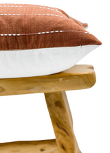 Terracotta Rust With White Stripes Woven Pillow Cover - Krinto.com
