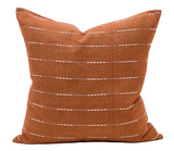Terracotta Rust With White Stripes Woven Pillow Cover - Krinto.com