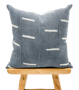 Blue Grey with White lines mudcloth pillow cover - Krinto.com
