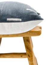 Blue Grey with White lines mudcloth pillow cover - Krinto.com