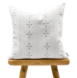 White with Grey Crosses Mudcloth Pillow Cover - Krinto.com