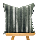 DARK GREEN VINTAGE INDIAN WOOL PILLOW COVER - Krinto.com