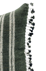 DARK GREEN VINTAGE INDIAN WOOL PILLOW COVER - Krinto.com