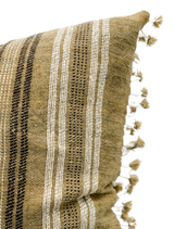 TAN BEIGE WITH CREAM AND BROWN STRIPES VINTAGE INDIAN WOOL PILLOW COVER - Krinto.com