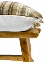 TAN BEIGE WITH CREAM AND BROWN STRIPES VINTAGE INDIAN WOOL PILLOW COVER - Krinto.com