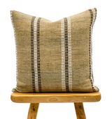 TAN BEIGE WITH CREAM AND BROWN STRIPES VINTAGE INDIAN WOOL PILLOW COVER - Krinto.com