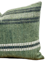 LUMBAR GREEN STRIPED INDIAN WOOL PILLOW COVER - Krinto.com