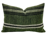 LUMBAR GREEN STRIPED INDIAN WOOL PILLOW COVER - Krinto.com