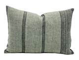 LUMBAR DARK GREEN GREY INDIAN WOOL PILLOW COVER - Krinto.com