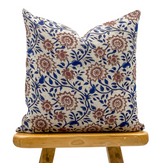 POINSETTIA IN RUST/INDIGO PILLOW COVER - Krinto.com