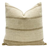 CREAM AND TAN STRIPES VINTAGE INDIAN WOOL PILLOW COVER - Krinto.com