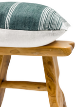 GREY GREEN WITH WHITE STRIPES VINTAGE INDIAN WOOL PILLOW COVER - Krinto.com