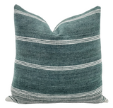 GREY GREEN WITH WHITE STRIPES VINTAGE INDIAN WOOL PILLOW COVER - Krinto.com