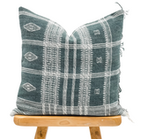 GREY GREEN AND WHITE VINTAGE INDIAN WOOL PILLOW COVER - Krinto.com