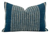 BLUE AND WHITE WOOL LUMBAR PILLOW COVER - Krinto.com