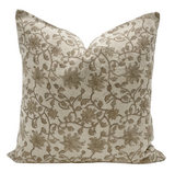 TACOMA BEIGE ON NATURAL LINEN PILLOW COVER - Krinto.com