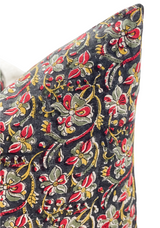 KALAMKARI NOIR AND CORAL PILLOW COVER - Krinto.com
