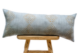 EXTRA LONG BLUE-GREY WITH RUST DESIGN MUDCLOTH PILLOW COVER - Krinto.com