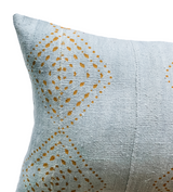 EXTRA LONG BLUE-GREY WITH RUST DESIGN MUDCLOTH PILLOW COVER - Krinto.com