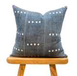 Blue Grey mudcloth With White Dots Pillow Cover - Krinto.com