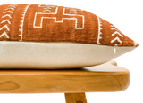 Rust And Cream Lumbar Mudcloth Pillow Cover - Krinto.com