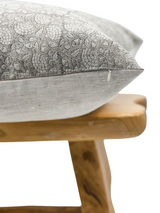 Floral Soft Grey on Natural Linen Pillow Cover - Krinto.com