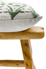 Olive Green Flowers on Natural Linen - Krinto.com