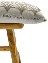 EXTRA LONG TAN BEIGE FLOWERS ON NATURAL LINEN - Krinto.com