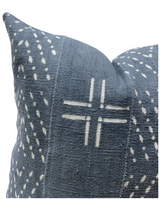 Mudcloth Blue Grey with White Abstract Pillow Cover - Krinto.com