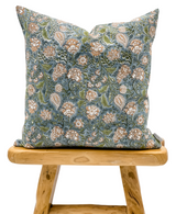 Floral Print on Natural Linen Pillow Cover - Krinto.com