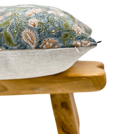 Floral Print on Natural Linen Pillow Cover - Krinto.com