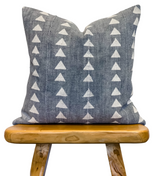 Grey with White Triangles Mudcloth Pillow Cover - Krinto.com