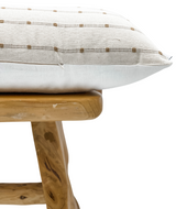 Cream White With Beige Textured Stripes Long Pillow Cover - Krinto.com