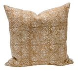 Tan Rust Floral Print on Natural Linen Pillow Cover - Krinto.com