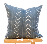 Mudcloth Blue Grey With White Chevrons Pillow Cover - Krinto.com