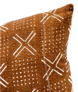 Rust Mudcloth with Cream Crosses Pillow Cover - Krinto.com