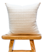 Off white Cream Striped Woven Pillow Cover - Krinto.com