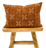 Rust Mudcloth with Cream Crosses Pillow Cover - Krinto.com