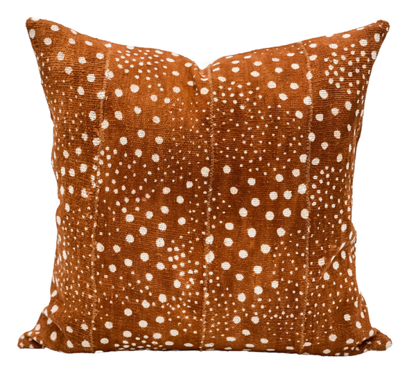 Cream White Dots on Rust Brown Mudcloth Pillow Cover - Krinto.com