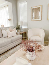 FLORAL TAN BEIGE ON OFF WHITE LINEN PILLOW COVER - Krinto.com