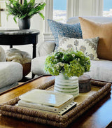 Floral Indigo Blue on Natural Linen Pillow Cover - Krinto.com