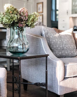 Floral Soft Grey on Natural Linen Pillow Cover - Krinto.com