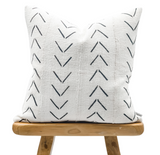 CREAM WHITE WITH BLACK CHEVRONS MUDCLOTH PILLOW COVER - Krinto.com