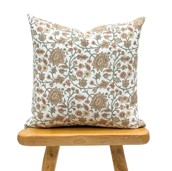 HARPER IN TERRACOTTA AND LIGHT GREEN PILLOW COVER - Krinto.com