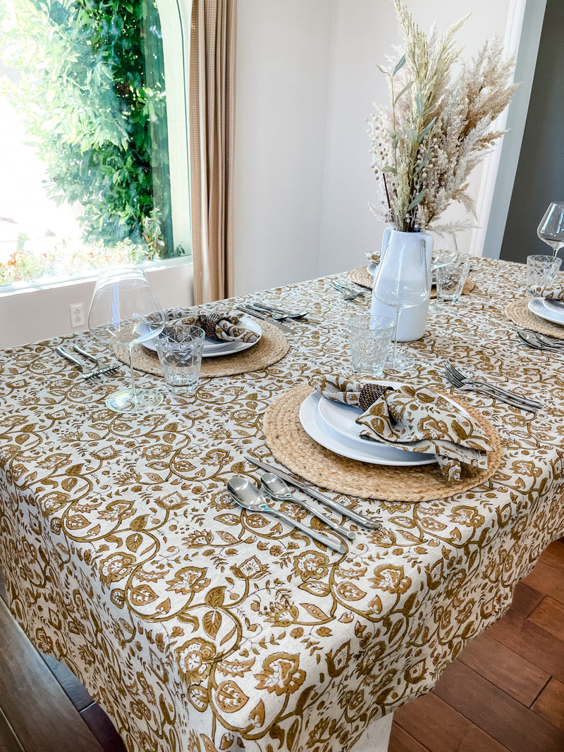 Khaki mustard tablecloth - Krinto.com