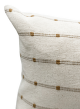 Cream White With Beige Textured Stripes Long Pillow Cover - Krinto.com