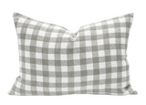 Cream White and Taupe Plaid Linen pillow cover - Krinto.com