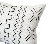 Extra long White with Black Design Mudcloth Pillow Cover - Krinto.com