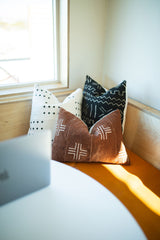 Mudcloth White Crosses on Rust brown Lumbar Pillow Cover - Krinto.com